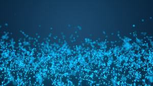 发光的蓝色线条与颗粒连接3D介质10秒视频