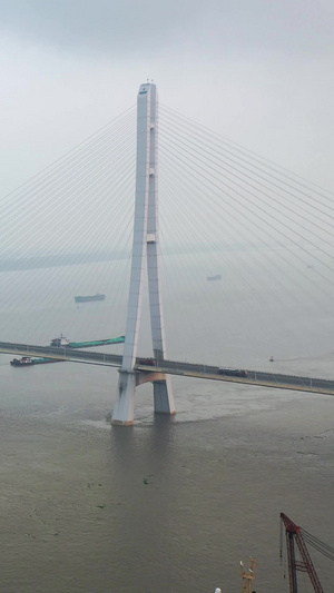 航拍南京长江三桥世界之最73秒视频