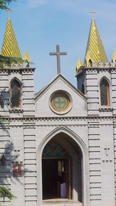 教堂航拍西式建筑视频