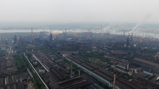 大型钢材厂生产加工工厂航拍视频视频
