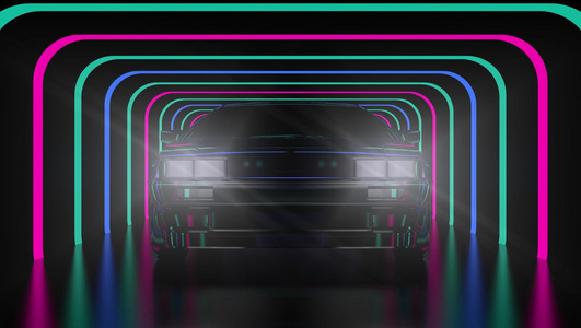 炫酷荧光光效线条3D汽车背景视频视频