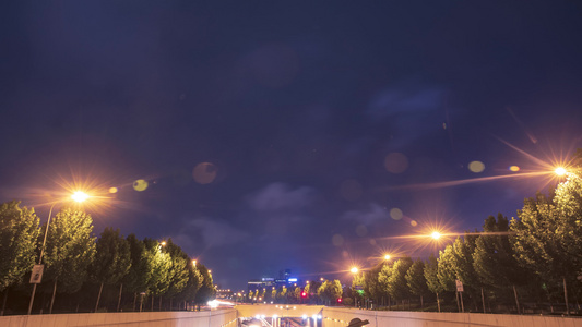 义乌城市隧道交通车流夜景延时摄影视频