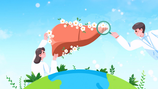简洁大气世界肝炎日卡通背景视频视频