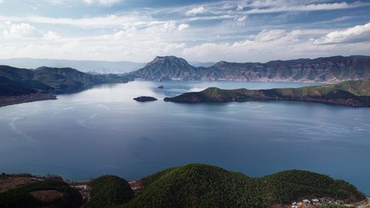 丽江泸沽湖全景航拍视频