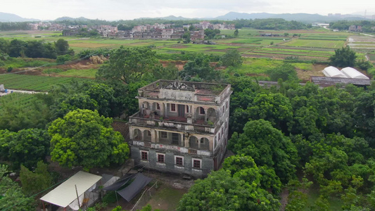 广东江门市开平碉楼历史古建筑航拍视频[土堡]视频