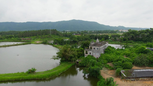 广东江门市开平碉楼历史古建筑航拍视频视频