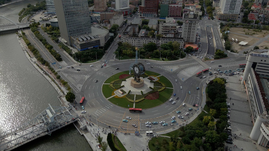 天津市世纪钟广场地标航拍空镜视频
