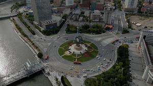 天津市世纪钟广场地标航拍空镜74秒视频