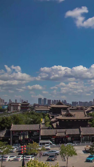 俯拍山西大同著名旅游景点华严寺延时视频佛教建筑16秒视频