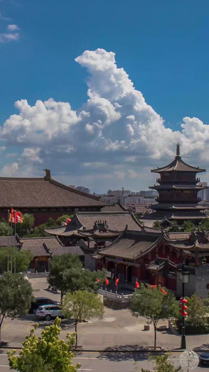 俯拍山西大同著名旅游景点华严寺延时视频山西旅游16秒视频