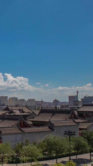俯拍山西大同著名旅游景点华严寺延时视频4A旅游景点16秒视频