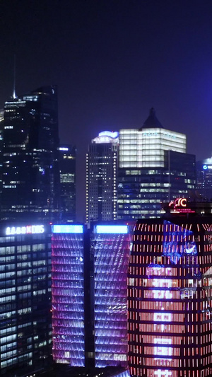 上海金融区夜景航拍鸟瞰视角31秒视频