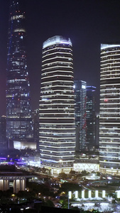 上海金融区夜景航拍中国上海视频