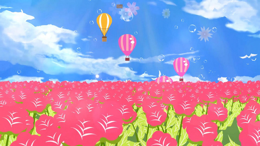 唯美清新花海动态温馨粒子花朵放射舞台背景视频视频