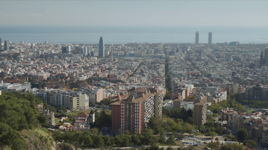 西班牙巴塞罗那市的空中景象视频