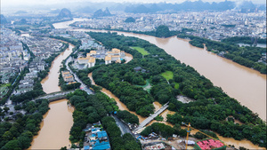 4k高清航拍南方暴雨后洪峰洪水自然灾害44秒视频