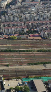 天津火车站及高铁进出站航拍视频高铁站视频