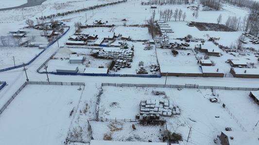 呼伦贝尔冬天雪村风景视频