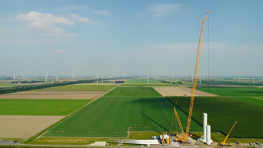 建设中的风电场荷兰阿尔梅勒视频