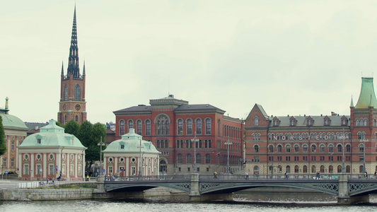 瑞典斯德哥尔摩大厦和桥梁视频