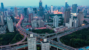 4K航拍上海延安东路高架全景74秒视频