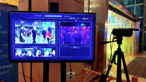4K城市夜晚商场门前视频监控体温检测大屏40秒视频