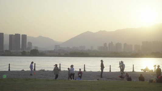 城市 海边 人文 生活 日落视频