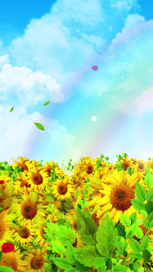 唯美的彩虹向日葵背景素材向日葵舞台背景30秒视频