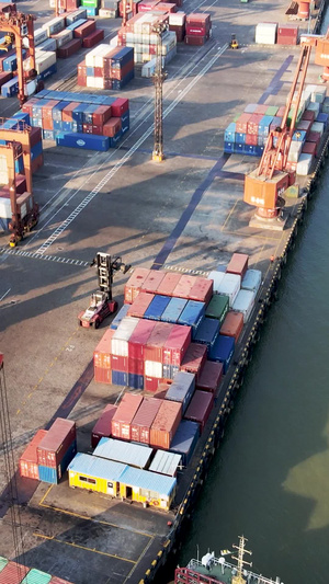 港口物流运输货柜龙门架世界地图20秒视频