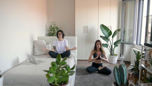 两个在家练瑜伽的女人23秒视频
