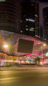 广西南宁城市商业广场交通大道车流夜景延时摄影民族大道视频
