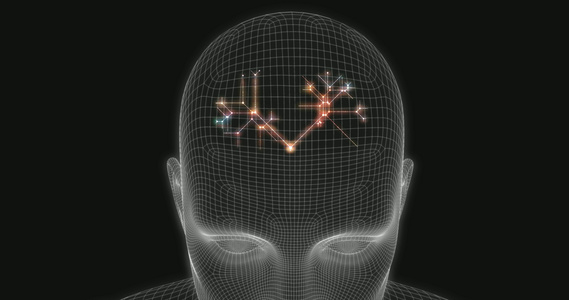 数字背景艺术上的人造智能头的数码背景艺术视频