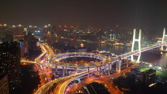 南浦大桥航拍夜景[沪闵路]视频