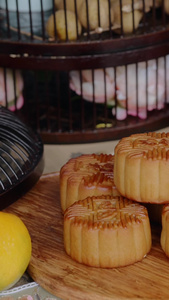 桔子月饼和柿子中秋节视频