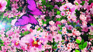 4K唯美的花丛蝴蝶背景素材30秒视频