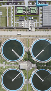 城市污水处理工厂竖屏航拍视频
