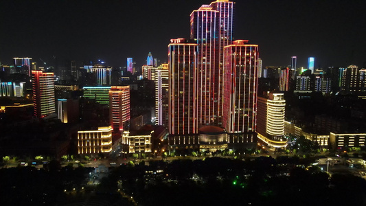 4K航拍武汉城市夜景[灯光灿烂]视频