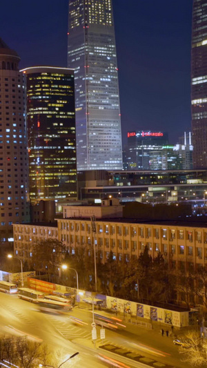 北京cbd夜景延时视频北京建筑8秒视频