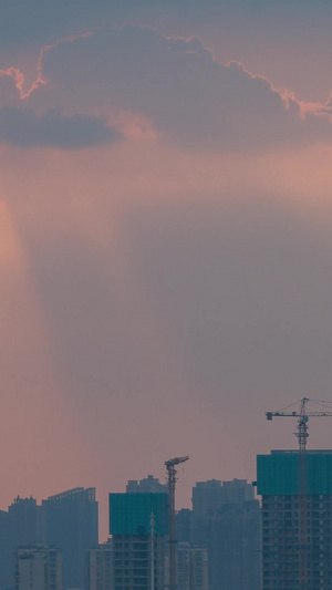 延时摄影城市天空阳光耶稣光自然天气街景素材云朵素材12秒视频