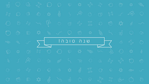 带有传统轮廓图标符号和双文字的动画背景(Hebrew text)6秒视频