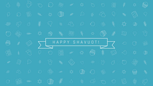 Shavuot假日公寓设计动画背景,带有传统轮廓图标符号和英文文字6秒视频