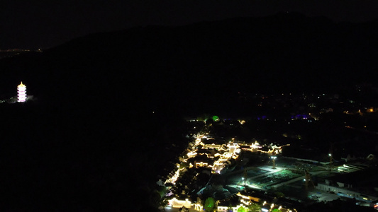 航拍江苏无锡城市夜景惠山古镇夜景视频