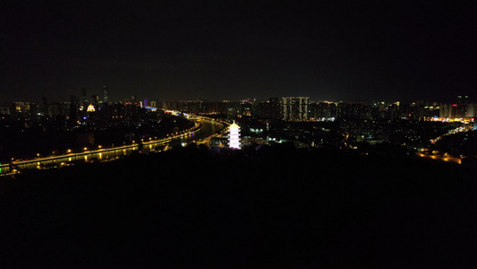 航拍江苏无锡城市夜景惠山古镇夜景视频