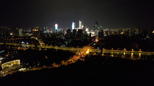 航拍江苏无锡城市夜景惠山古镇夜景视频