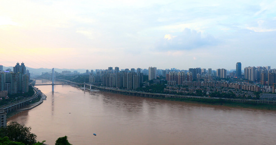 实拍重庆江岸城市素材视频