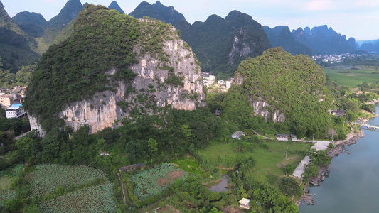 桂林阳朔遇龙河村落视频