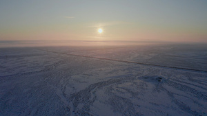 4K航拍新疆冬季雪原日落14秒视频
