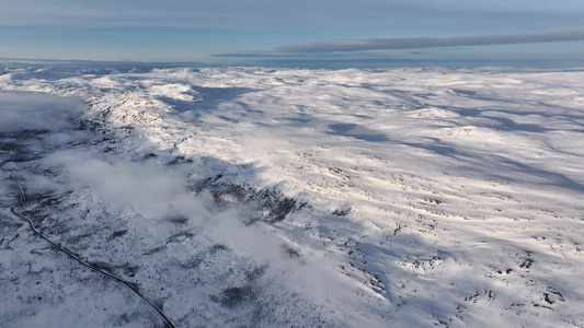 4K航拍北欧挪威特罗姆瑟雪景风光视频