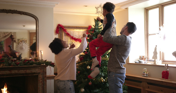 家庭装饰圣诞树视频
