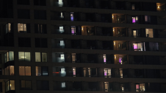 高楼酒店大楼夜景视频